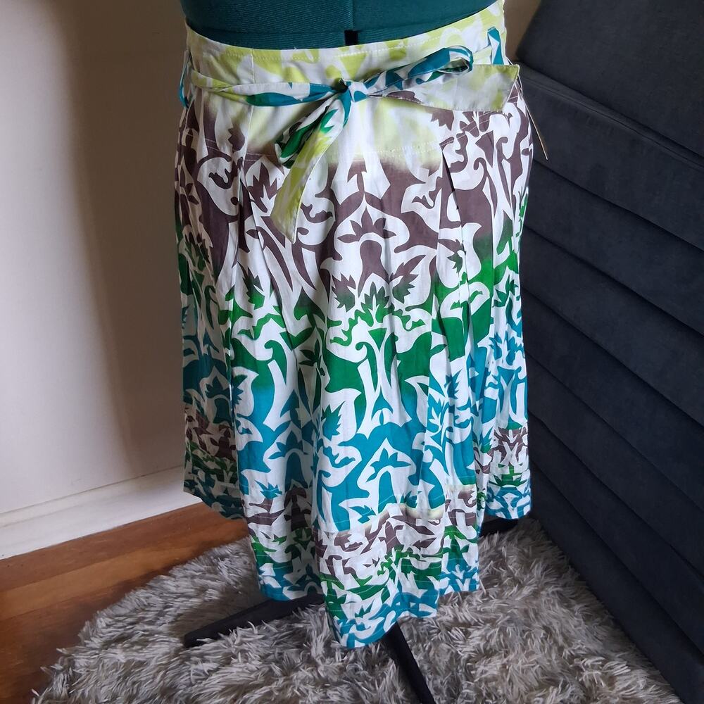 Nue Options Size 14 Geometric Print 100% Cotton Midi Skirt